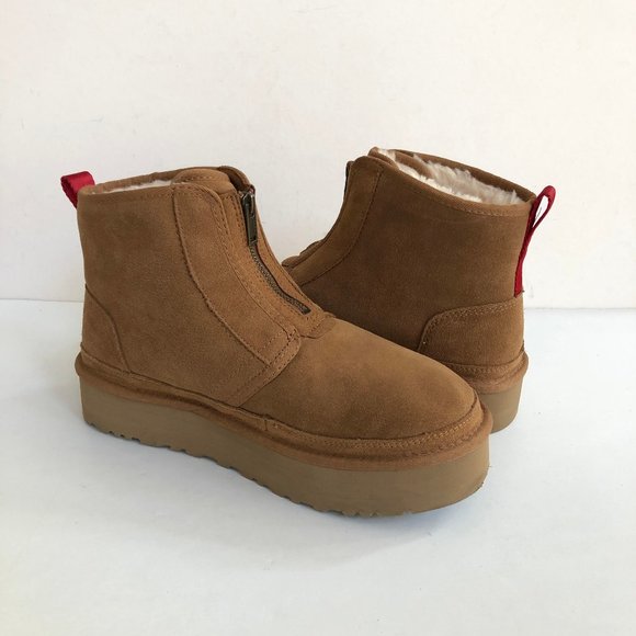 UGG WOMEN NEUMEL PLATFORM ZIP CHESTNUT BOOTS US 10 / EU 41 / UK 8 - Picture 2 of 5